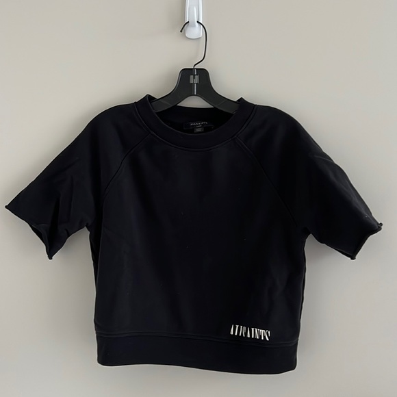 AllSaints Lila Short Sleeved Sweatshirt Black Size S - Picture 3 of 5